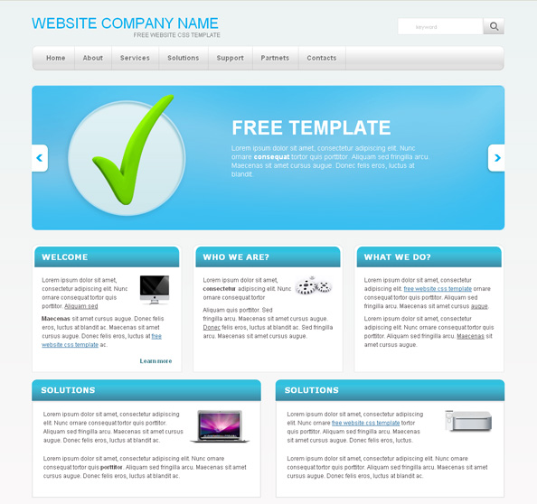 Simple Website CSS Template with Blue Slider Website CSS Templates