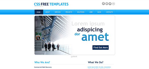 Business Website CSS Template in Blue Color Style