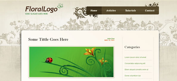 Free Website CSS Template with Flower Ornaments