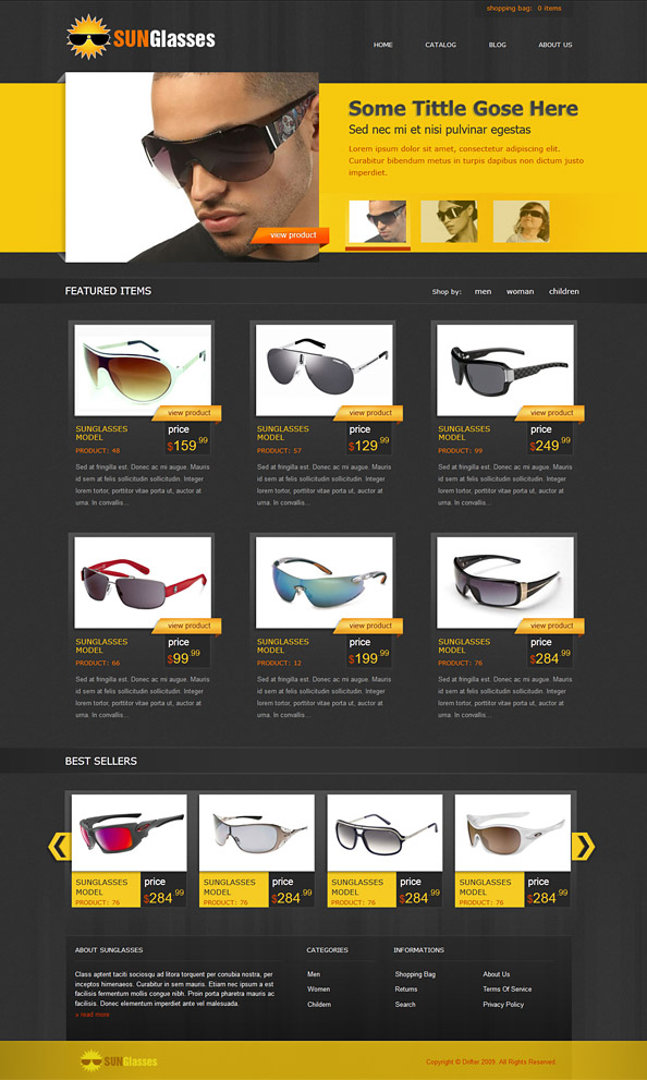 Free ECommerce CSS Template For Sunglasses Online Shop Website CSS 